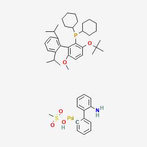 Dicyclohexyl-[2-[2,6-di(propan-2-yl)phenyl]-3-methoxy-6-[(2-methylpropan-2-yl)oxy]phenyl]phosphane;methanesulfonic acid;palladium;2-phenylaniline