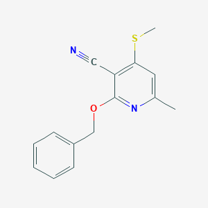 molecular formula C15H14N2OS B13697698 2-(Benzyloxy)-6-methyl-4-(methylthio)nicotinonitrile 