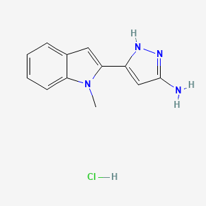 molecular formula C12H13ClN4 B13697827 3-Amino-5-(1-methyl-2-indolyl)pyrazole Hydrochloride 