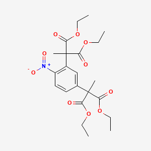 molecular formula C22H29NO10 B13697979 Tetraethyl 2,2'-(4-nitro-1,3-phenylene)bis(2-methylmalonate) 