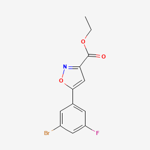 molecular formula C12H9BrFNO3 B13697992 Ethyl 5-(3-Bromo-5-fluorophenyl)isoxazole-3-carboxylate 