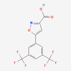 molecular formula C12H5F6NO3 B13698028 5-(3,5-Bis(trifluoromethyl)phenyl)isoxazole-3-carboxylic acid 