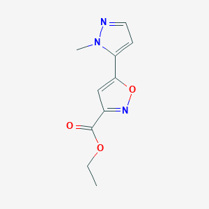 molecular formula C10H11N3O3 B13698108 Ethyl 5-(1-Methyl-5-pyrazolyl)isoxazole-3-carboxylate 