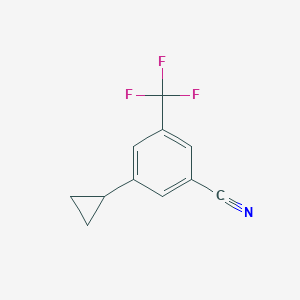 molecular formula C11H8F3N B13698155 3-Cyclopropyl-5-(trifluoromethyl)benzonitrile 