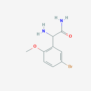 molecular formula C9H11BrN2O2 B13698171 2-Amino-2-(5-bromo-2-methoxyphenyl)acetamide 