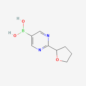 molecular formula C8H11BN2O3 B13698192 2-(Tetrahydro-2-furyl)pyrimidine-5-boronic Acid 