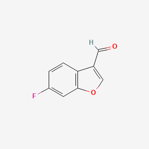 molecular formula C9H5FO2 B13698229 6-Fluorobenzofuran-3-carbaldehyde 