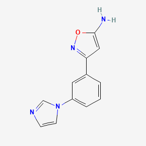 molecular formula C12H10N4O B13698406 5-Amino-3-[3-(1-imidazolyl)phenyl]isoxazole 