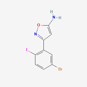 molecular formula C9H6BrIN2O B13698434 3-(5-Bromo-2-iodophenyl)isoxazol-5-amine 