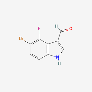 molecular formula C9H5BrFNO B13698454 5-Bromo-4-fluoroindole-3-carbaldehyde 