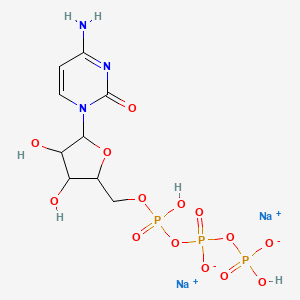 molecular formula C9H14N3Na2O14P3 B13698492 sodium,[[[(2R,3S,4R)-5-(4-amino-2-oxopyrimidin-1-yl)-3,4-dihydroxyoxolan-2-yl]methoxy-hydroxyphosphoryl]oxy-hydroxyphosphoryl] hydrogen phosphate 