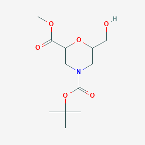 molecular formula C12H21NO6 B13698519 Methyl (2R,6S)-4-Boc-6-(hydroxymethyl)morpholine-2-carboxylate 