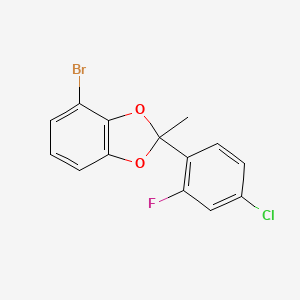 molecular formula C14H9BrClFO2 B13698627 4-Bromo-2-(4-chloro-2-fluorophenyl)-2-methyl-1,3-benzodioxole 