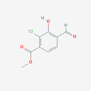 molecular formula C9H7ClO4 B13698770 Methyl 2-chloro-4-formyl-3-hydroxybenzoate 