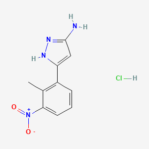 molecular formula C10H11ClN4O2 B13698775 3-Amino-5-(2-methyl-3-nitrophenyl)pyrazole Hydrochloride 