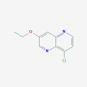 molecular formula C10H9ClN2O B13698874 8-Chloro-3-ethoxy-1,5-naphthyridine 