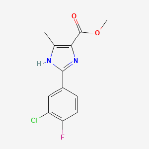 molecular formula C12H10ClFN2O2 B13698960 methyl 2-(3-chloro-4-fluorophenyl)-5-methyl-1H-imidazole-4-carboxylate 