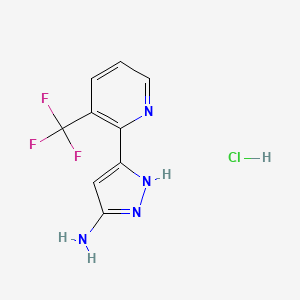 molecular formula C9H8ClF3N4 B13698962 3-Amino-5-[3-(trifluoromethyl)-2-pyridyl]pyrazole Hydrochloride 