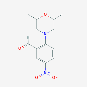 molecular formula C13H16N2O4 B1369899 2-(2,6-Dimethylmorpholin-4-yl)-5-nitrobenzaldehyde 