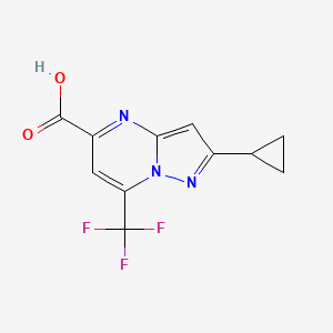 molecular formula C11H8F3N3O2 B13699033 2-Cyclopropyl-7-(trifluoromethyl)pyrazolo[1,5-a]pyrimidine-5-carboxylic acid 