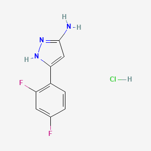 molecular formula C9H8ClF2N3 B13699066 3-Amino-5-(2,4-difluorophenyl)pyrazole Hydrochloride 