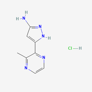 molecular formula C8H10ClN5 B13699181 3-Amino-5-(3-methyl-2-pyrazinyl)pyrazole Hydrochloride 