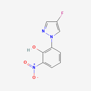 molecular formula C9H6FN3O3 B13699338 2-(4-Fluoro-1-pyrazolyl)-6-nitrophenol 