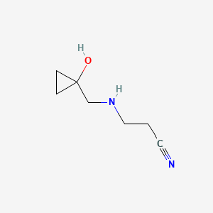 molecular formula C7H12N2O B13699356 3-[[(1-Hydroxycyclopropyl)methyl]amino]propanenitrile 