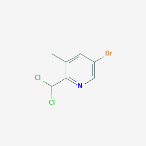 molecular formula C7H6BrCl2N B13699403 5-Bromo-2-(dichloromethyl)-3-methylpyridine 