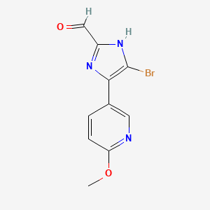 molecular formula C10H8BrN3O2 B13699456 5-Bromo-4-(6-methoxy-3-pyridyl)imidazole-2-carbaldehyde 