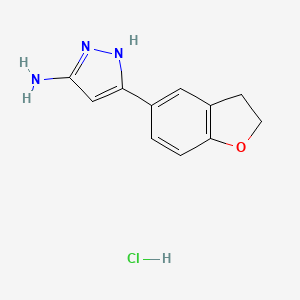 molecular formula C11H12ClN3O B13699528 3-Amino-5-(2,3-dihydro-5-benzofuryl)pyrazole Hydrochloride 