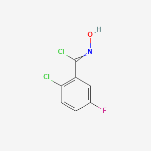 molecular formula C7H4Cl2FNO B13699629 2-Chloro-5-fluoro-N-hydroxybenZimidoyl chloride 