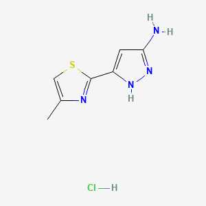 molecular formula C7H9ClN4S B13699742 3-Amino-5-(4-methyl-2-thiazolyl)pyrazole Hydrochloride 