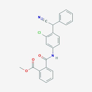 molecular formula C23H17ClN2O3 B13699774 Methyl 2-((3-chloro-4-(cyano(phenyl)methyl)phenyl)carbamoyl)benzoate 