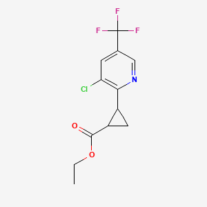 molecular formula C12H11ClF3NO2 B13699881 Ethyl 2-[3-Chloro-5-(trifluoromethyl)-2-pyridyl]cyclopropanecarboxylate 