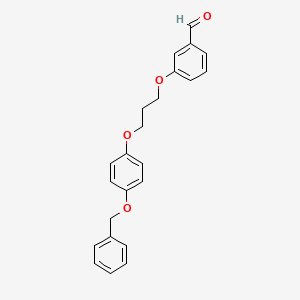B1369993 3-{3-[4-(Benzyloxy)phenoxy]-propoxy}benzenecarbaldehyde CAS No. 937602-05-6