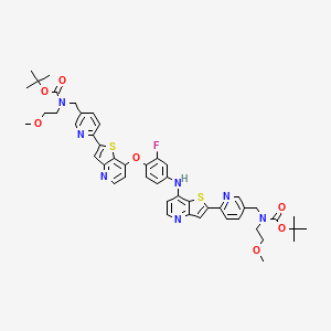 molecular formula C48H52FN7O7S2 B13699977 (tert-Butoxy)-N-[[6-[7-[[4-[2-[5-[[(tert-butoxy)-N-(2-methoxyethyl)carbonylamino]methyl](2-pyridyl)]thieno[3,2-b]pyridin-7-yloxy]-3-fluorophenyl]amino]thieno[4,5-b]pyridin-2-yl](3-pyridyl)]methyl]-N-(2-methoxyethyl)carboxamide 