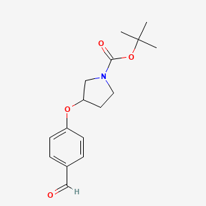 molecular formula C16H21NO4 B1370001 4-(1-tert-Butoxycarbonylpyrrolidin-3-yloxy)benzaldehyde 
