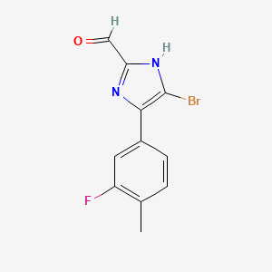 molecular formula C11H8BrFN2O B13700011 5-Bromo-4-(3-fluoro-4-methylphenyl)imidazole-2-carbaldehyde 