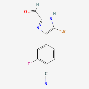 molecular formula C11H5BrFN3O B13700036 4-(5-Bromo-2-formyl-4-imidazolyl)-2-fluorobenzonitrile 