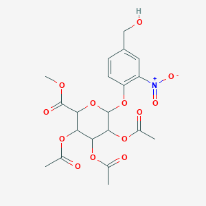 molecular formula C20H23NO13 B13700164 2,3,4-Tri-O-acetyl-1-O-[4-(Hydroxymethyl)-2-nitrophenyl]-beta-D-glucuronide Methyl Ester 