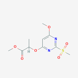 molecular formula C10H14N2O6S B1370021 6-Methoxy-4-{1-(methoxycarbonyl)ethoxy}-2-methylsulfonylpyrimidine 