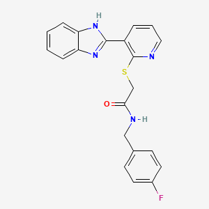 molecular formula C21H17FN4OS B13700279 2-[[3-(2-Benzimidazolyl)-2-pyridyl]thio]-N-(4-fluorobenzyl)acetamide 