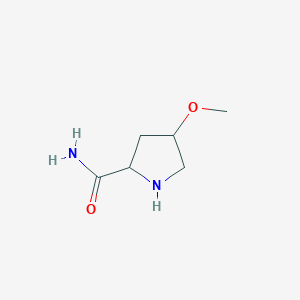 molecular formula C6H12N2O2 B1370031 4-Methoxypyrrolidine-2-carboxamide 