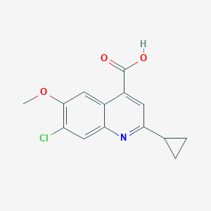 molecular formula C14H12ClNO3 B13700312 7-Chloro-2-cyclopropyl-6-methoxyquinoline-4-carboxylic Acid 