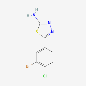 molecular formula C8H5BrClN3S B13700642 2-Amino-5-(3-bromo-4-chlorophenyl)-1,3,4-thiadiazole 