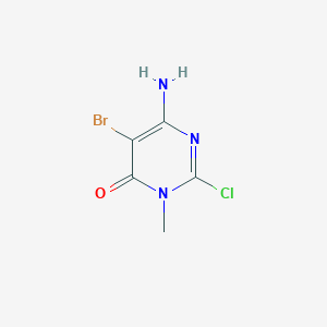 molecular formula C5H5BrClN3O B13700937 6-Amino-5-bromo-2-chloro-3-methylpyrimidin-4(3H)-one 