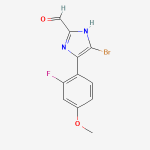 molecular formula C11H8BrFN2O2 B13700994 5-Bromo-4-(2-fluoro-4-methoxyphenyl)imidazole-2-carbaldehyde 