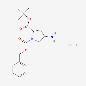 molecular formula C17H25ClN2O4 B13701073 tert-Butyl (2S,4S)-1-Cbz-4-aminopyrrolidine-2-carboxylate Hydrochloride 