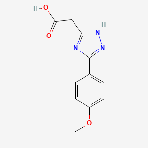 molecular formula C11H11N3O3 B1370108 2-(3-(4-methoxyphenyl)-1H-1,2,4-triazol-5-yl)acetic acid 